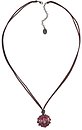 image for necklace (long) Oriental Architecture pink antique brass (big single bended ball with stones on a leather neckline)