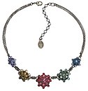 image for necklace Oriental Architecture multi antique brass (1 medium & 4 small bended balls with stones along half the chain neckline)