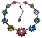 image for necklace collier Oriental Architecture multi antique brass (1 big & 10 medium bended balls with stones along the neckline)