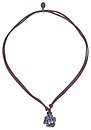 image for necklace (long) Oriental Architecture lila antique brass (small single bended ball with stones on a leather neckline)