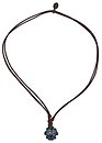 image for necklace (long) Oriental Architecture blue antique brass (small single bended ball with stones on a leather neckline)