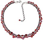 image for necklace Waterfalls coralline/orange/rose antique silver (hang-in different flatback stones along the neckline)