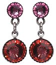 image for earring stud dangling Waterfalls coralline/orange/rose antique silver (SS 20: rose & hang-in SS 34: indian pink flatback stones)