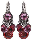 image for earring eurowire dangling Waterfalls coralline/orange/rose antique silver (hang-in 5 different flatback stones)