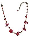 image for necklace Magic Fireball red/violet antique brass (5 flowers along half the neckline)