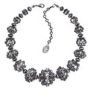 image for necklace collier Oriental Architecture white antique silver (multiple bended balls with stones along the neckline)