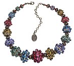 image for necklace collier Oriental Architecture multi antique brass (multiple bended balls with stones along the neckline)