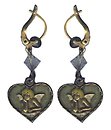 image for earring dangling Angel's Heart white very lt. antique brass/antique brass