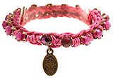 image for bracelet elastic Mongolian Princess pink fuchsia SS 29 antique brass