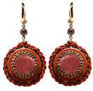 image for earring dangling Mongolian Princess red light amethyst antique brass