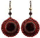 image for earring dangling Mongolian Princess red burgundy antique brass
