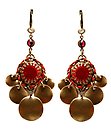 image for earring dangling Mongolian Princess red antique brass