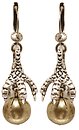 image for earring dangling The Alchemist white Very Light Antique Brass/Very Light Antique Silver (hang-in raven-claw-metal with ball)