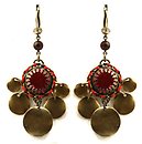 image for earring dangling Mongolian Princess red antique brass