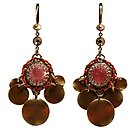image for earring dangling Mongolian Princess red antique brass