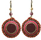 image for earring dangling Mongolian Princess red fuchsia antique brass
