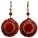 image for earring dangling Mongolian Princess red siam antique brass