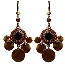 image for earring dangling Mongolian Princess red antique brass
