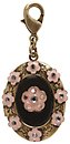 image for charm Burlesque black/pink Very Light Antique Brass (small oval coloured medallion with flowers around)