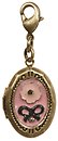 image for charm Burlesque black/pink Very Light Antique Brass (small oval coloured medallion with flower & ribbon in the centre)