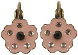 image for earring eurowire Burlesque black/pink Very Light Antique Brass (coloured flower with stones)