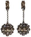 image for earring clip dangling Oriental Architecture beige antique brass