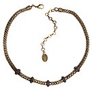 image for necklace Eye of the Cobra blue antique silver (SS 7: crystal heliotrope & crystal bermuda blue stones along half the chain neckline)