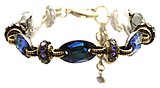 image for bracelet Eye of the Cobra blue antique silver (18 X 11 mm crystal bermuda blue oval stones & connector together)