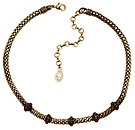 image for necklace Eye of the Cobra red/dark rose antique brass (SS 7: crystal red magma & fuchsia stones along half the chain neckline)