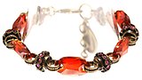 image for bracelet Eye of the Cobra red/dark rose antique brass (18 X 11 mm crystal red magma oval stone & connector together)