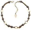 image for necklace Eye of the Cobra white antique brass (5 crystal silver shade oval stones along the chain neckline)
