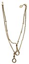 image for necklace (long) Eye of the Cobra white antique brass (2 lines twisted; chain neckline with SS 7: crystal & crystal silver shade stones)