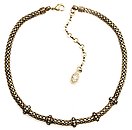 image for necklace Eye of the Cobra white antique brass (SS 7: crystal & crystal silver shade stones along half the chain neckline)