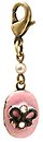 image for charm Burlesque black/pink Very Light Antique Brass (hang-in pearl & small coloured medallion with ribbon)