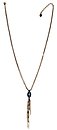 image for necklace pendant Eye of the Cobra blue antique silver (23 X 14 mm crystal bermuda blue oval stone & several chain in the centre; chain neckline)