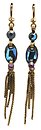 image for earring dangling Eye of the Cobra blue antique silver (SS 34: crystal heliotrope; hang-in 18 X 11 mm crystal bermuda blue oval stone & several chain in line)