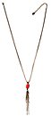 image for necklace pendant Eye of the Cobra red/dark rose antique brass (23 X 14 mm crystal red magma oval stone & several chain in the centre; chain neckline)