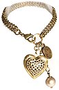image for bracelet Burlesque beige/white Very Light Antique Brass (hang-in heart with crystal metallic lt. gold stones along the chain)