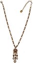 image for necklace-Y La Comtesse brown antique brass (designed flower-like metal element & 3 lines hang-in on chain neckline)