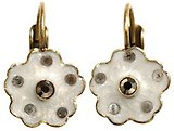 image for earring eurowire Burlesque beige/white Very Light Antique Brass (coloured flower with stones)