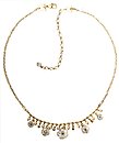 image for necklace Burlesque beige/white Very Light Antique Brass (hang-in coloured flowers with stones & pearls in the centre; chain neckline)