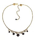 image for necklace Burlesque blue Very Light Antique Silver (hang-in coloured flowers with stone & pearls in the centre; chain neckline)
