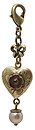 image for charm Burlesque red Very Light Antique Brass (hang-in ribbon, small heart & pearl in line)