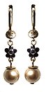image for earring dangling Burlesque blue Very Light Antique Silver (hang-in coloured flower & pearl in line)