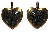 image for earring eurowire Burlesque blue Very Light Antique Silver (heart with crystal metallic blue stones)