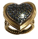 image for ring Burlesque blue Very Light Antique Silver (heart with crystal metallic blue stones)