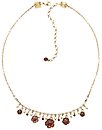 image for necklace Burlesque red Very Light Antique Brass (hang-in coloured flowers with stone & pearls in the centre; chain neckline)