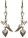 image for earring dangling The Alchemist white Very Light Antique Silver (hang-in apple, key, wing & heart in line)