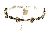 image for bracelet Burlesque blue Very Light Antique Silver (ribbons, pearls & SS 12: crystal metallic blue stones together)