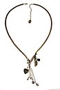 image for necklace-Y Burlesque blue Very Light Antique Silver (hand-like elements & hang-in 5 lines of pearl on a chain neckline)